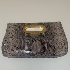 Michael Kors Genuine Leather Dark Sand Berkley Clutch